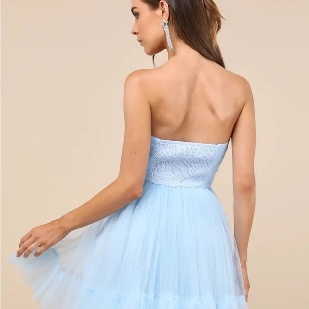 Lulu's Strapless Sky Blue Tulle Dress - two sizes available! - Picture 3 of 3